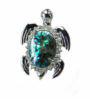 3er Set Abalone Muschel Anh�nger Schildkr�te verziert ca. 49 x 35 mm - Einzelset