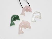 4er Set Anh�nger Delphin gro� gebohrt - verschiedene Steinsorten ca. 37x37 mm / 3 mm Bohrung - Einzelset