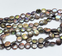 Zuchtperlen Regenbogen Kettenstrang Scheibe A/B Qual. ca. 11 mm / ca. 42 cm