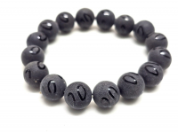 Achat schwarz Kugelarmband�graviert ca. 12 mm�/ ca. 19 cm