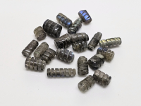 21 Labradorit Perlen graviert ca. 0,7 mm gebohrt ca. 6-7 x 7-13 mm
