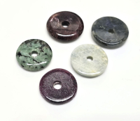 5er Set Donut gemischt - Rubin Smaragd Aquamarin Granat Labradorit - 26-30 mm