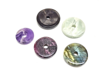 5er Set Donut gemischt - Rubin Aquamarin Amethyst Granat Labradorit - 23-33 mm