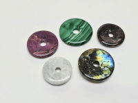 5er Set Donut gemischt - Rubin Aquamarin Malachit Granat Labradorit - 23-31 mm