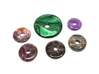 6er Set Donut gemischt - 2 x Rubin -� Amethyst Malachit Granat Labradorit - 20-40 mm